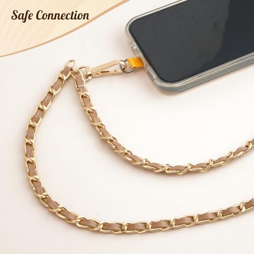 TiMOVO Phone Lanyard Metal Chain Crossbody, Khaki - color: Khaki, size: Standard