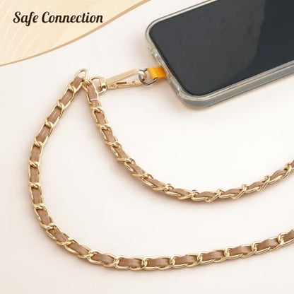 TiMOVO Phone Lanyard Metal Chain Crossbody, Khaki - color: Khaki, size: Standard