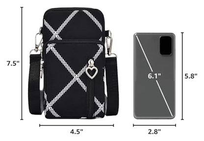 Small Crossbody Bag for Women - Mini Phone Purses with Crossbody Strap and Wallet - Nylon Arm Bag - color: B-white Stripes