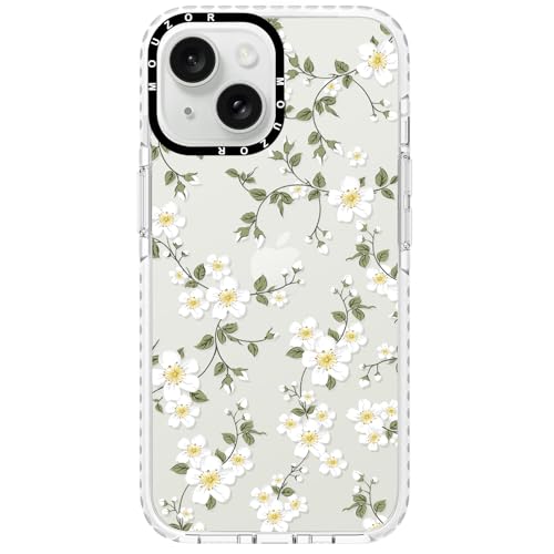 Cute Phone Case for iPhone 15, Vine Flowers Aesthetic Floral Pattern Case, Soft Clear TPU Shockproof Bumper Cover for Girls Women - size: iPhone 15
