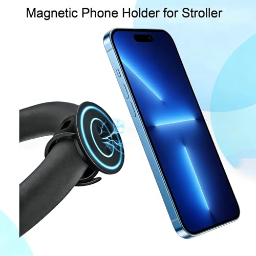 Steering Wheel Phone Holder, MagSafe-compatible, Magnetic Handlebar Mount - color: Black
