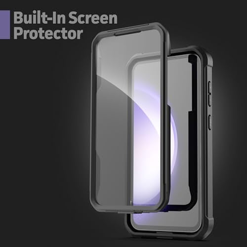 Encased Falcon Designed for Samsung Galaxy S23 FE Case with Screen Protector and Belt Clip Holster - Protective Full Body Case (Black) - size: S23 FE