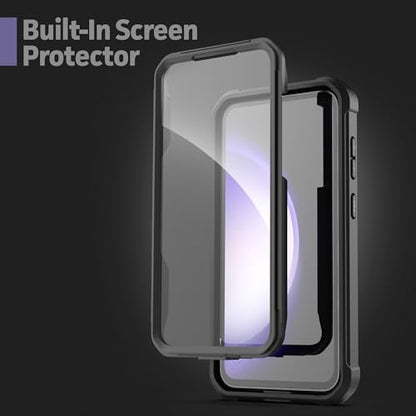 Encased Falcon Designed for Samsung Galaxy S23 FE Case with Screen Protector and Belt Clip Holster - Protective Full Body Case (Black) - size: S23 FE
