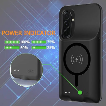 Battery Case for Pixel A36/A56/A37, Upgraded 10000mAh Slim Rechargeable Portable Extended Battery Pack Supported Qi Wireless Charging Case Compatible with A36/A56/A37(6.7 inch) Charging Case-Black - size: Galaxy A36/A37/A56