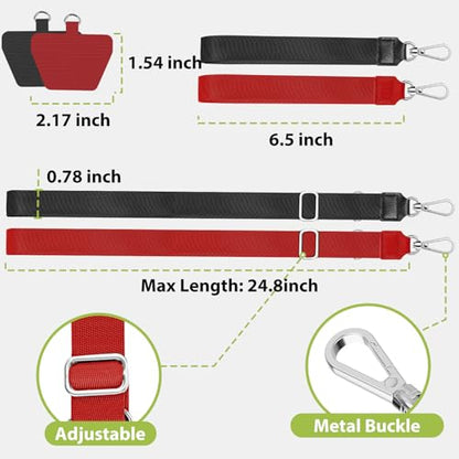 takyu Phone Lanyard, 2 Pack Adjustable Anti-Drop Neck/Wrist Strap with 2 Pcs Tether Patches, Secure Hands-Free Compatible for iPhone Samsung Perfect for Nurses, Teachers, Travel, Hiking Black+Red - color: Black + Red
