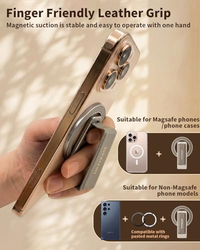 Magnetic Aluminum Phone Ring Grip Stand for iPhone 12-17 Pro Max - color: Silver