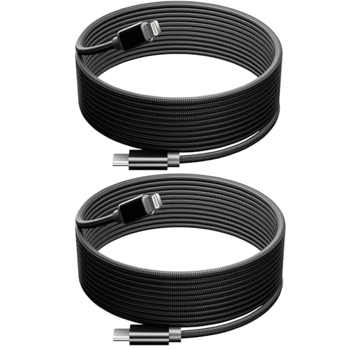 for Braided Long USB C to Lightning Cable 13FT 27W Fast Charging 2 Pack - color: Black, size: 13 feet/4 meters