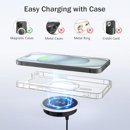 Recessed Magnetic Wireless Charger 15W, Hidden Desk Mount for iPhone 18-12