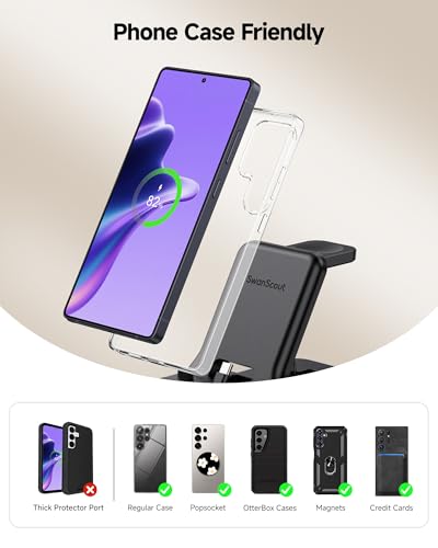 25W USB C Fast 3-in-1 Foldable Charging Dock for Samsung A57 Galaxy Watch