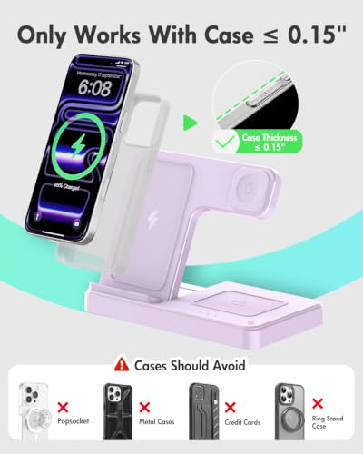 GETPALS Wireless Charger iPhone Charging Station for Apple Multiple Devices - color: Light Violet