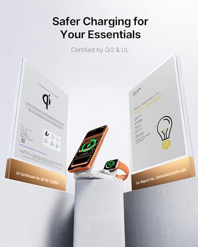INIU 3 in 1 Foldable Wireless Charging Station, 15W Fast Mag-Safe Charger - color: White