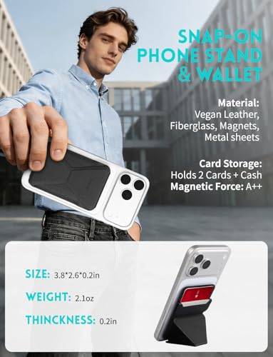 Cell Phone Wallet,Magnetic Wallet with Stand,Slim Card Holder - color: Black3