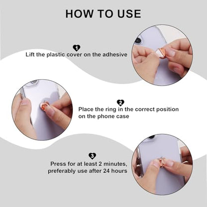 Gosknor 8pcs Heart Cell Phone Ring Holder, Cute Phone Charm Hooks Adhesive Smartphone Finger Ring Grip Sticky Metal Loop Stand for Cellphone Case Pad Tablet DIY Accessories (Rose Gold) - color: rose gold