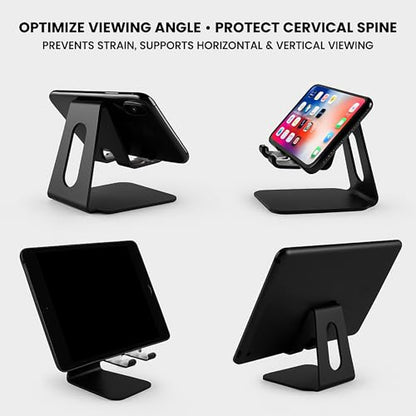 Black Phone Stand for Desk | 3 Positions Adjustable Cellphone Holder for Desk | Black Metal Phone Stand Tablet Holder | Desktop Tablet Stands Office Accessories | Compatible with All Devices - style: K