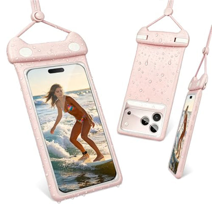 wellhouse 3D Waterproof Phone Pouch with Lanyard,Premium TPU100FT Deep Waterproof Phone Case for iPhone 17 16 15 14 13 12 Pro Max XS Samsung,Snorkeling, Surfing, Kayaking,Skiing,Hot Springs - color: 1 Pack - Kitten Pink7.0"