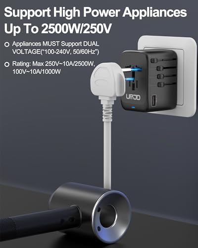 Universal Travel Adapter 100W GaN Fast Charger in One for Europe UK US - color: GaN 100W-Black+White