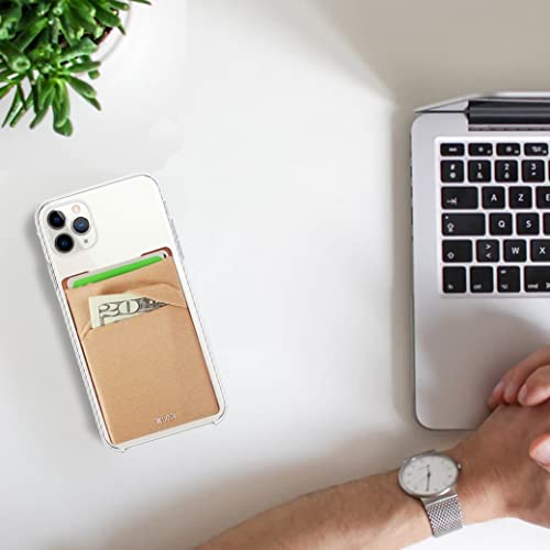 RFID Blocking Phone Card Wallet - Double Secure Pocket - Ultra-Slim Self Adhesive Credit Card Holder Card Sleeves Phone Wallet Sticker All Smartphones(Gold)-2PC - color: Gold
