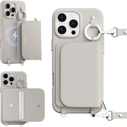 MAGEASY Pouch MagSafe Crossbody Wallet Phone Case for iPhone 16 Plus - Removable Wallet with Strap, 16ft Drop Protection, Card Holder & Coin Pocket Magnetic Purse Compatible with MagSafe (Starlight) - color: Starlight, size: iPhone 16 Plus