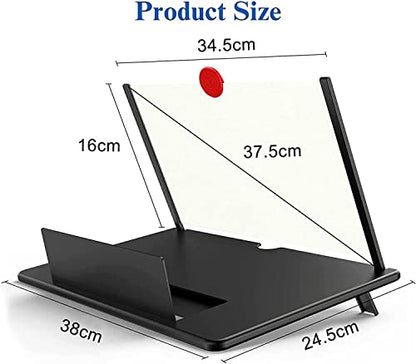 18 Inch Screen Magnifier for Cell Phone – 3D HD Magnifing Screen Enlarger Projector for Movies Videos and Gaming – Foldable Phone Stand Holder with Screen Amplifier–Compatible with All Smartphones - color: Black-18inch