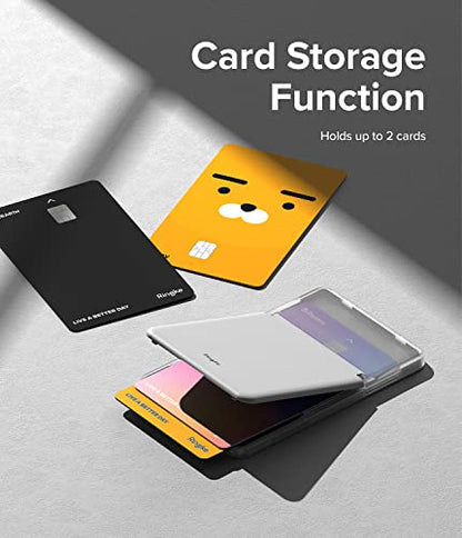 Ringke Stand Slot Card Holder [Phone Wallet Stick on + Stand] ID & Credit Card Holder for Phone Case, Solid Card Wallet with Phone Kickstand Compatible with iPhone Galaxy Android - Clear & Light Gray - color: Clear & Light Gray