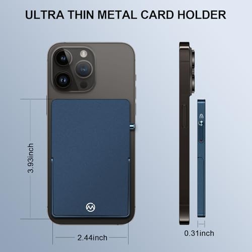 Magnetic Phone Wallet with Adjustable Stand,Pop up Phone Card Holder Quick Access to Bank/Credit Cards, 3.93 * 2.96 * 0.31 Inches Compact Metal Case with RFID Blocking Protection (Royal Blue) - color: Royal Blue