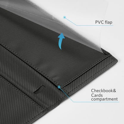 CoBak Checkbook Cover for Women & Men - PU Leather Case with RFID Blocking | Classic Design Check Book Holder for Personal and Business - color: Carbon Black