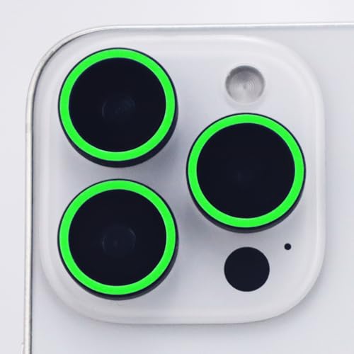 Luminous Camera Lens Protector for iPhone 16 Pro / 16 Pro Max Metal Ring Tempered Glass Glow in The Dark Lens Cover (3PCS) (Green, for iPhone 16 Pro/16 Pro Max) - color: Green