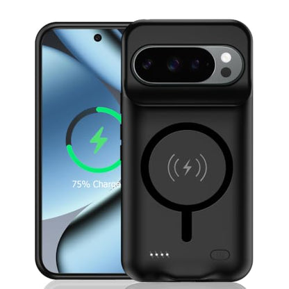 Battery Case for Pixel 10/10 Pro, Upgraded 10000mAh Slim Rechargeable Portable Extended Battery Pack Supported Qi Wireless Charging Case Compatible with Pixel 10/10 Pro(6.3 inch) Charging Case-Black - size: Pixel 10/10 Pro