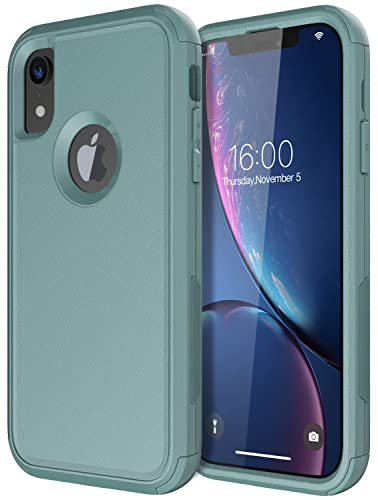Diverbox for iPhone Xr Case [Shockproof] [Dropproof] [Dust-Proof],Heavy Duty Protection Phone Case Cover for Apple iPhone XR (Pine Green) - color: Pine Green-3in1
