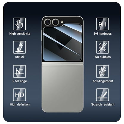 Privacy Screen & Camera Lens Protector for Samsung Galaxy Z Flip6, Double Shatterproof Anti-Spy Tempered Glass, Private Black Protection, 9H Hardness Anti-Scratch Case-Friendly, 3 Pack Each - color: Flip6 Black