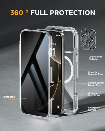 miracase Privacy for iPhone 16 Pro Max Case, 25° Anti-Spy, Clear - color: Clear, size: iPhone 16 Pro Max