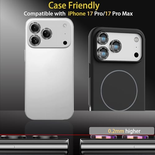 Camera Lens Protector for iPhone 17 Pro/17 Pro Max, Glitter Black - color: Glitter Black