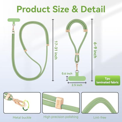 VVAAGG Cell Phone Lanyard for iPhone Crossbody Phone Strap - color: Green