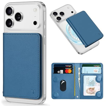 TUCCH for Magsafe Wallet, 6 Card Slots with RFID Blocking, Light Blue | for iPhone 17/17e/16/15/14/13/12 Pro/Pro Max/Plus, Clear ID Window, Magnetic Closure, PU Leather - color: Light Blue