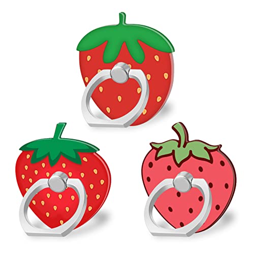 Bonoma Phone Ring Stand Holder,3-Pack 360 Degree Rotation Strawberry - color: Strawberry-3