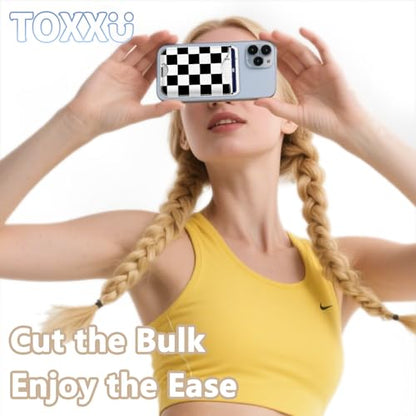 Checkered Magnetic Wallets Compatible with Magsafe Wallet for iPhone 17/16/15/14/13/12 Series Pro Max Plus Air, Phone Magnet Card Holder for Women Men Lether Mag Safe Black - color: Checkered (Black)