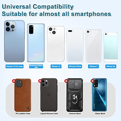 SHANSHUI Card Holder for Phone Case, 6 Pack Phone Card Holder for Back of Phone Wallet Stick on Compatible for iPhone & Almost All Smartphones - color: Black x6