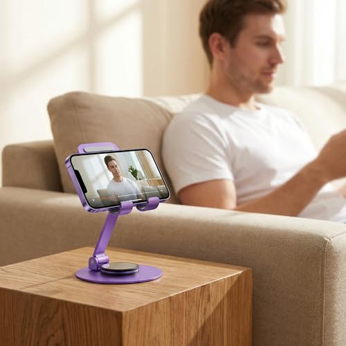 Universal Metal Cell Phone Stand, Multi-Angel Adjustable 360° Rotation Non-Slip Metal Phone Stents(Starry Sky Purple) - color: Starry Sky Purple