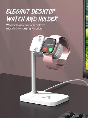 Side-Charging Adjustable Universal Kids Smart Watch Stand - color: White Kids Watch Stand
