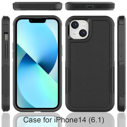 for iPhone 14 / iPhone 13 Case: Dual Layer Protective Heavy Duty Cell Phone Case Shockproof Rugged Bumper Tough with Screen Protector - 16FT Military Grade Drop Tested for iPhone 14 / iPhone 13, Blue - color: Navy Blue (PC) + Black (TPU)