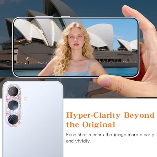 Bling Diamond Camera Lens Protector Compatible with Samsung Galaxy S25 Plus, Metal Glitter Gem Camera Cover，9H Tempered Glass lens full Screen Protector with 3D Rhinestone Sparkle - color: for Galaxy S25 Plus