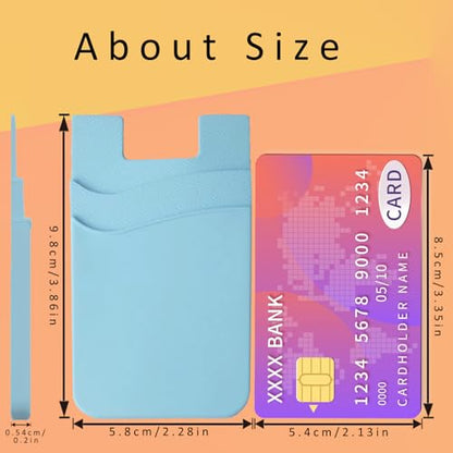 3 Pack Blue Adhesive Phone Wallet Stick on Card Holder for Phone Case - color: Blue