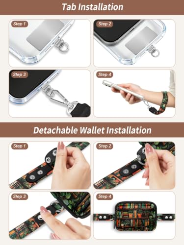 Clip and Go Strap for Phone with Wallet Crossbody Lanyard Book - color: Books