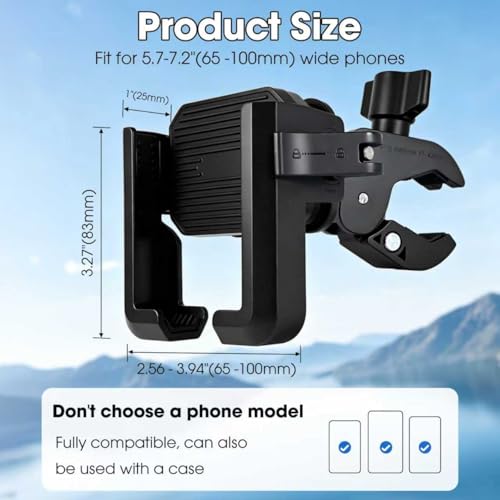 Anti-Vibration Bike Phone Holder for Rearview Mirror & Handlebar[Camera Friendly],Shockproof Motorcycle Phone Mount with Quick Lock, Fit iPhone & All Android Phone for Electric Scooter/E-Bike