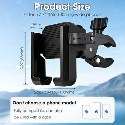 Anti-Vibration Bike Phone Holder for Rearview Mirror & Handlebar[Camera Friendly],Shockproof Motorcycle Phone Mount with Quick Lock, Fit iPhone & All Android Phone for Electric Scooter/E-Bike