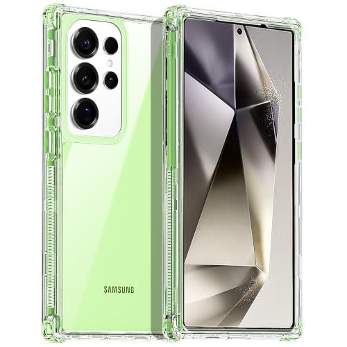 AICase for Samsung Galaxy S24 Ultra Case Clear,Heavy Duty Durable 3-Layer Crystal Transparent [Not Yellowing][Military Grade Drop Protection] Shockproof/DropProof Protective for S24 Ultra 6.8" 5G_3 - color: Yellow with Glass Protector_3 in 1, size: Galaxy