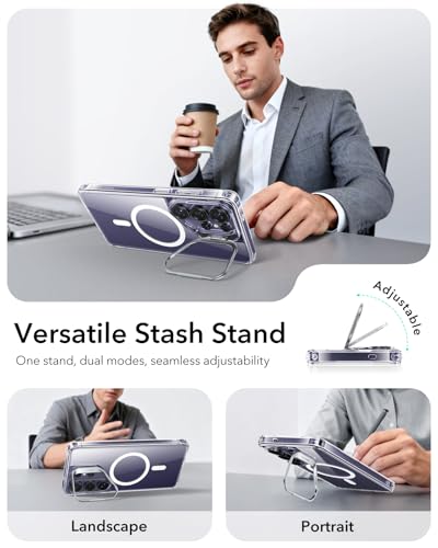 ESR for Samsung Galaxy S26 Ultra Case with Stash Stand, Compatible with MagSafe, Military-Grade Protection, Magnetic Case for Samsung Galaxy S26 Ultra, Scratch-Resistant Back Cover, Clear - color: Clear