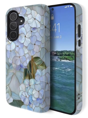 Compatible for Samsung Galaxy A17 5G Case,Double Layer Shockproof Protection Heavy Duty Phone Cover,Pastel Hydrangea - color: Pastel Hydrangea, size: A17