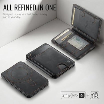 for Magsafe Wallet Magnetic RFID Blocking Card Holders, Retro Black - color: Retro Black