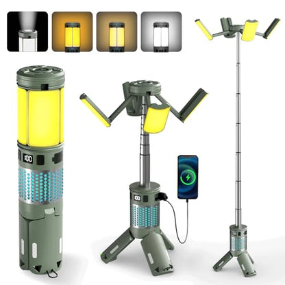 Telescopic Camping Lights with Stand, 40H Playtime, Magnetic Base - color: Green